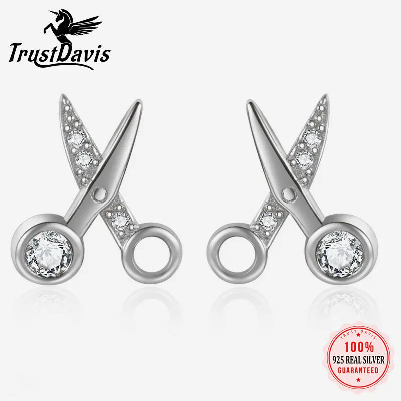 Scissors Shiny Zircon Stud Earring LB598