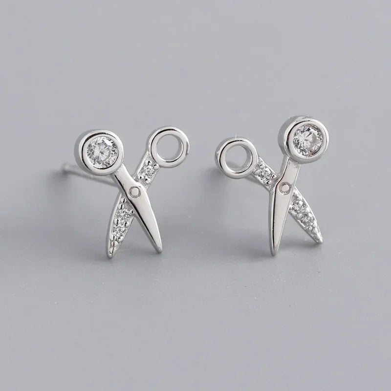 Scissors Shiny Zircon Stud Earring LB598