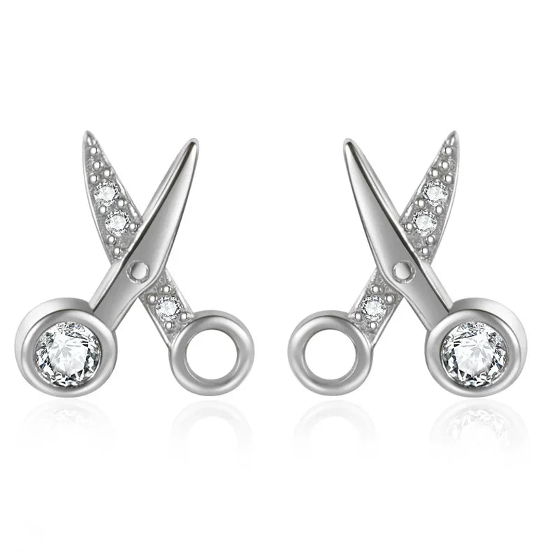 Scissors Shiny Zircon Stud Earring LB598