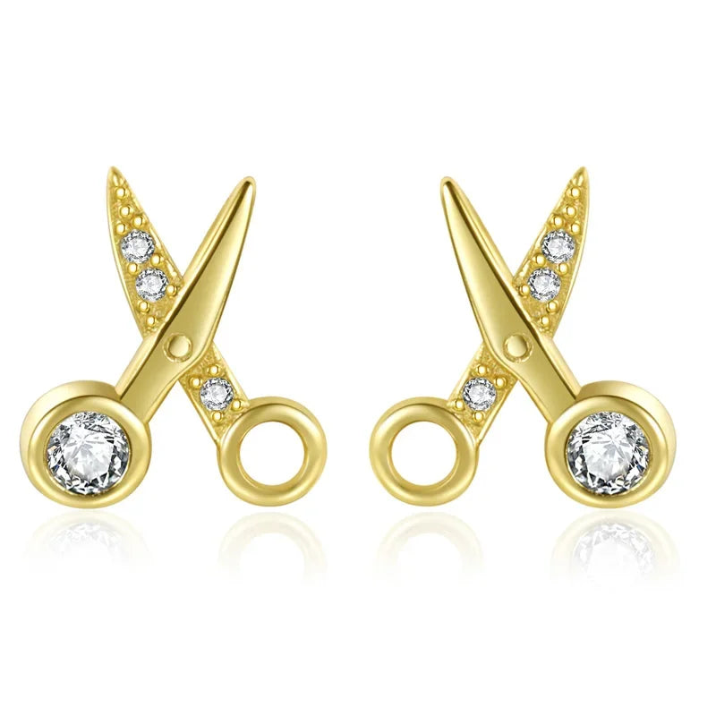 Scissors Shiny Zircon Stud Earring LB598