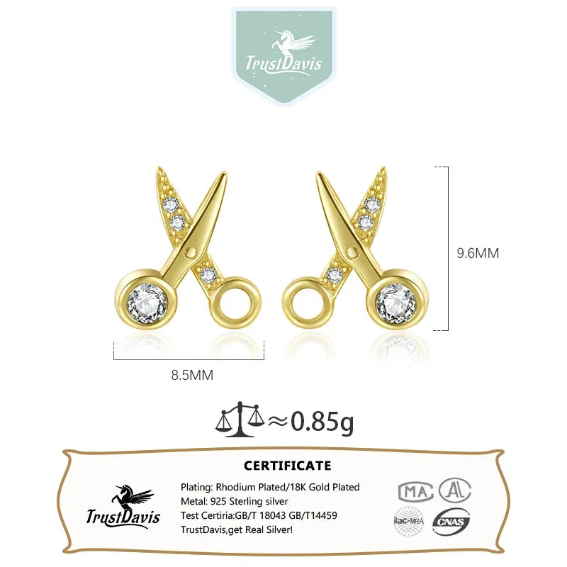 Scissors Shiny Zircon Stud Earring LB598