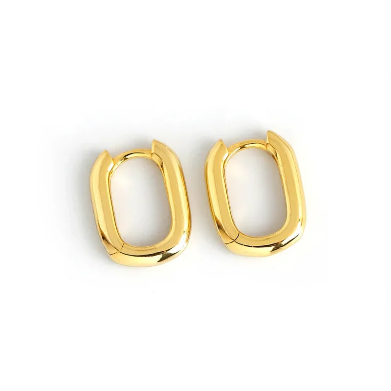 Minimalist Geometric Ellipse Zircon Gothic Hoop Earrings DA2638