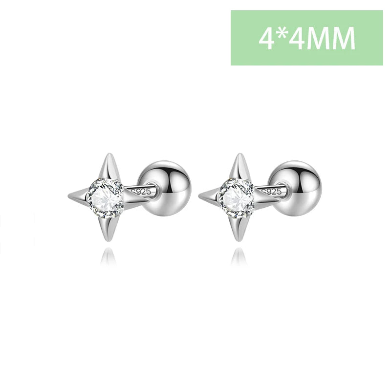 Minimalist Star Zircon Screw Stud Earrings DS4617