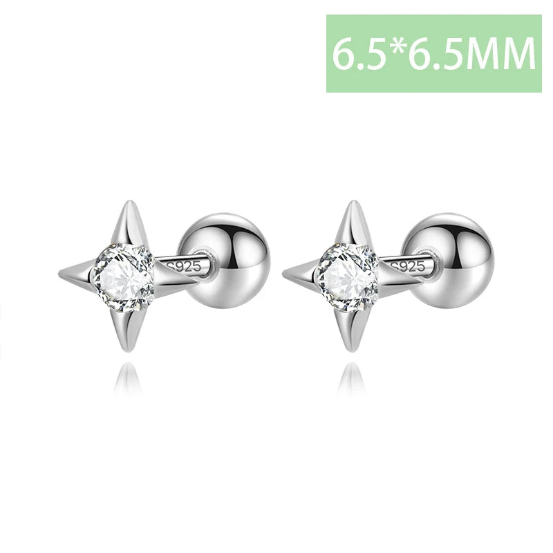 Minimalist Star Zircon Screw Stud Earrings DS4617