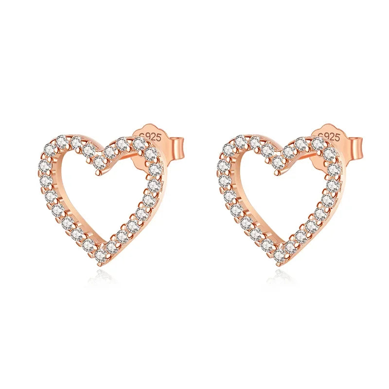 Dazzling Love Heart CZ Stud Earrings F180