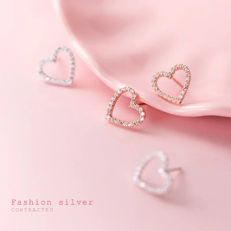 Dazzling Love Heart CZ Stud Earrings F180