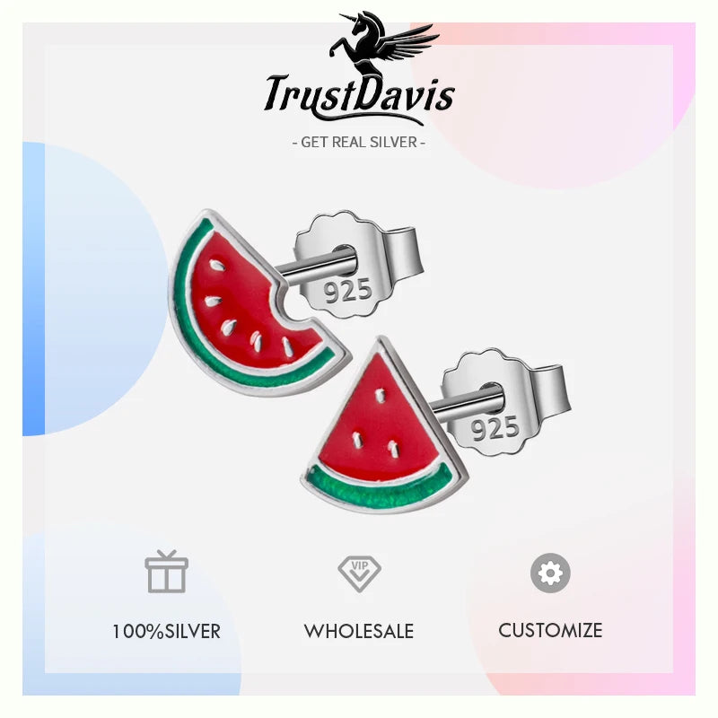 Jewelry Fashion Asymmetric Summer Watermelon Stud Earrings DS572