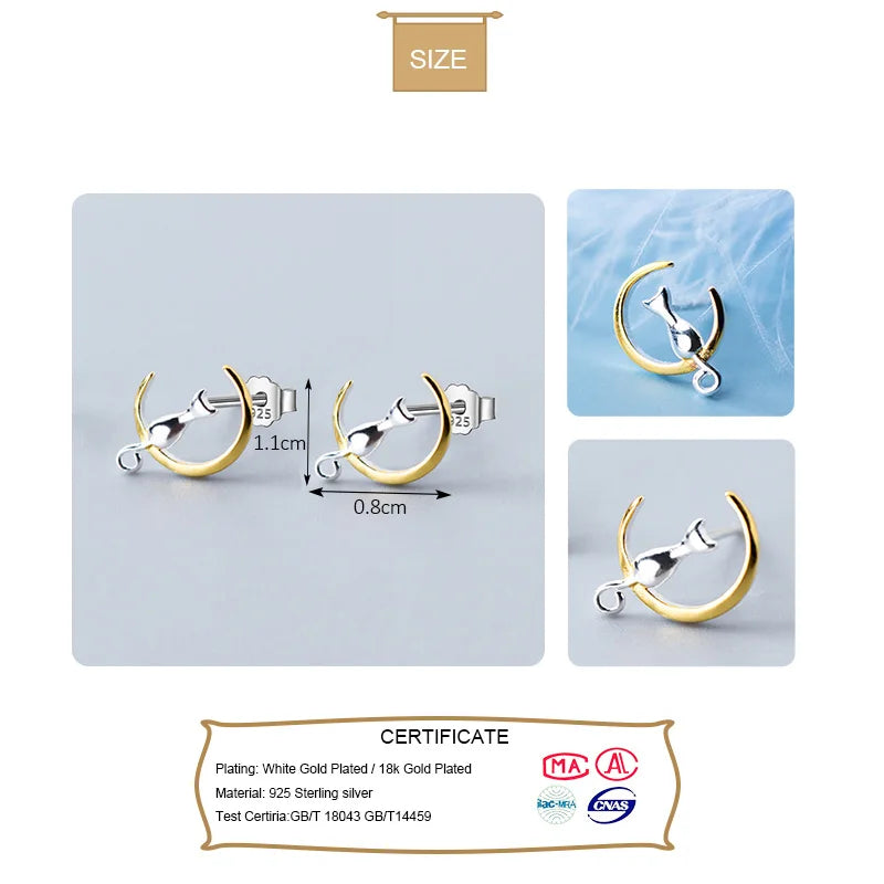 Silver Cat Stud Earring Cute Gift Earrings DS1709