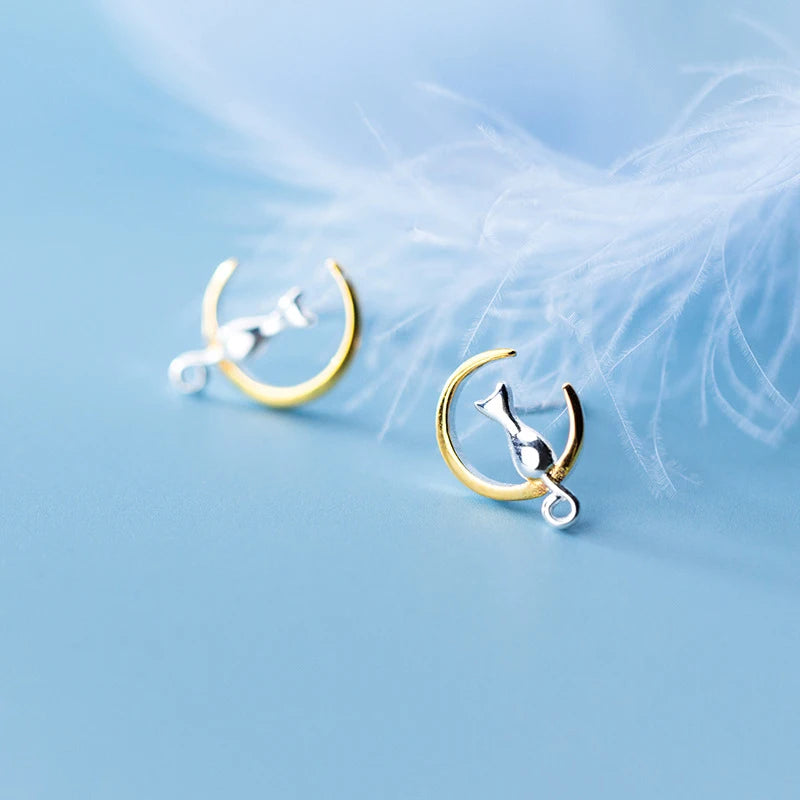 Silver Cat Stud Earring Cute Gift Earrings DS1709