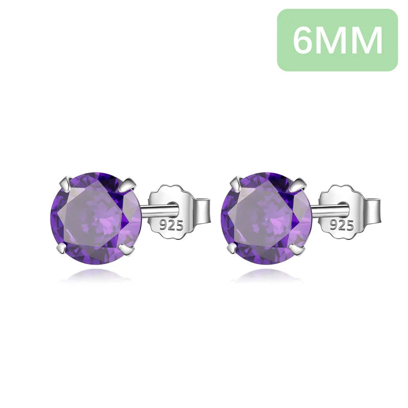 Purple CZ Stone Stud Earrings Small Cute Gift DS910