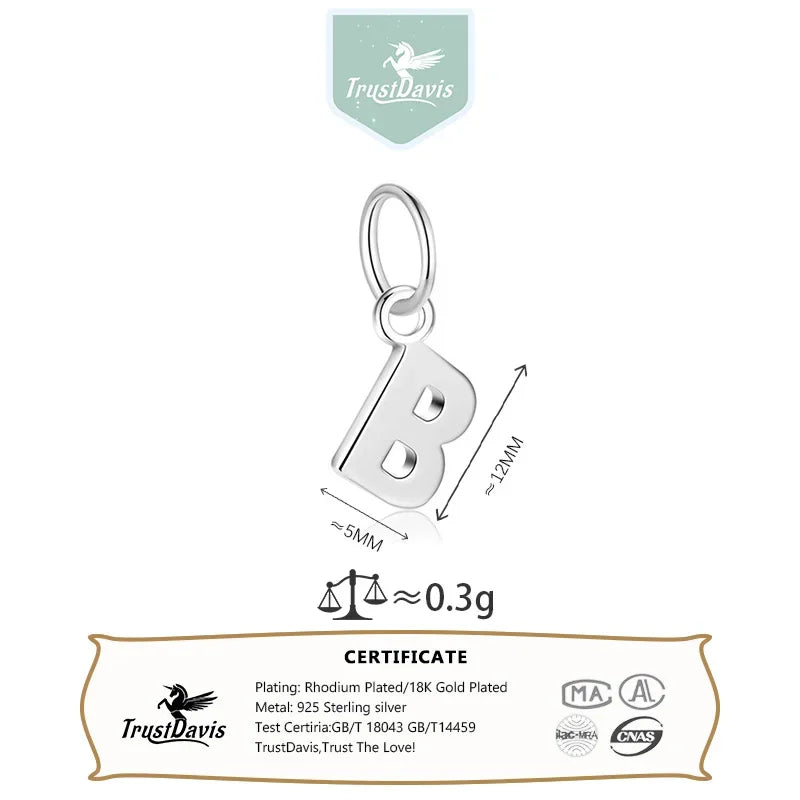 26 Letters Charm Pendant DIY Fit Necklace Fine Jewelry Accessories DH0020