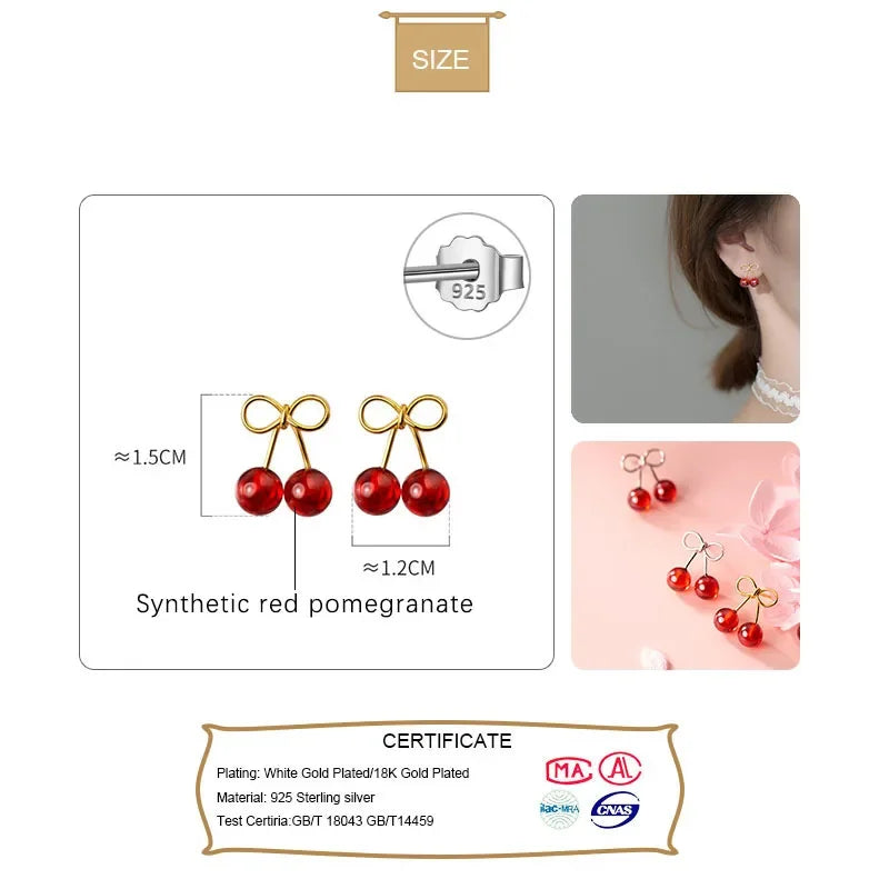 Red Synthetic Red Pomegranate Cherry Stud Earrings DB1065