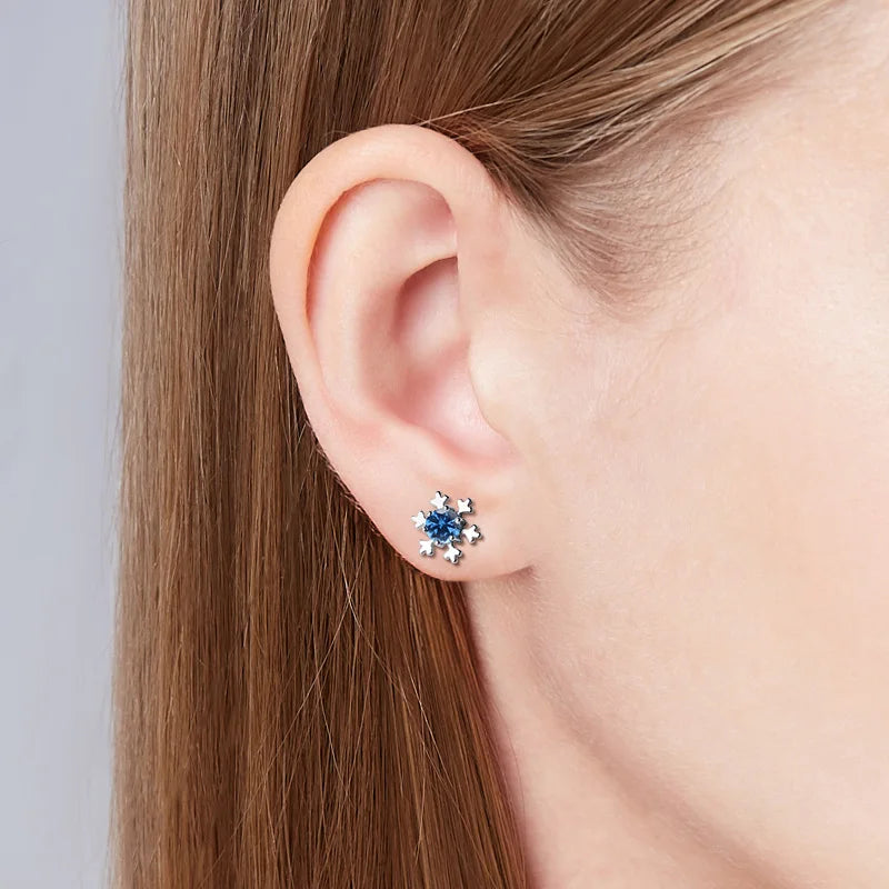 Winter Snowflake CZ Stud Earrings Gift DS3365