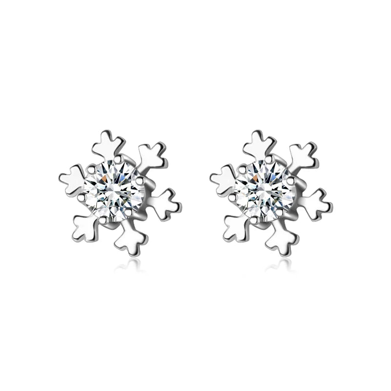 Winter Snowflake CZ Stud Earrings Gift DS3365