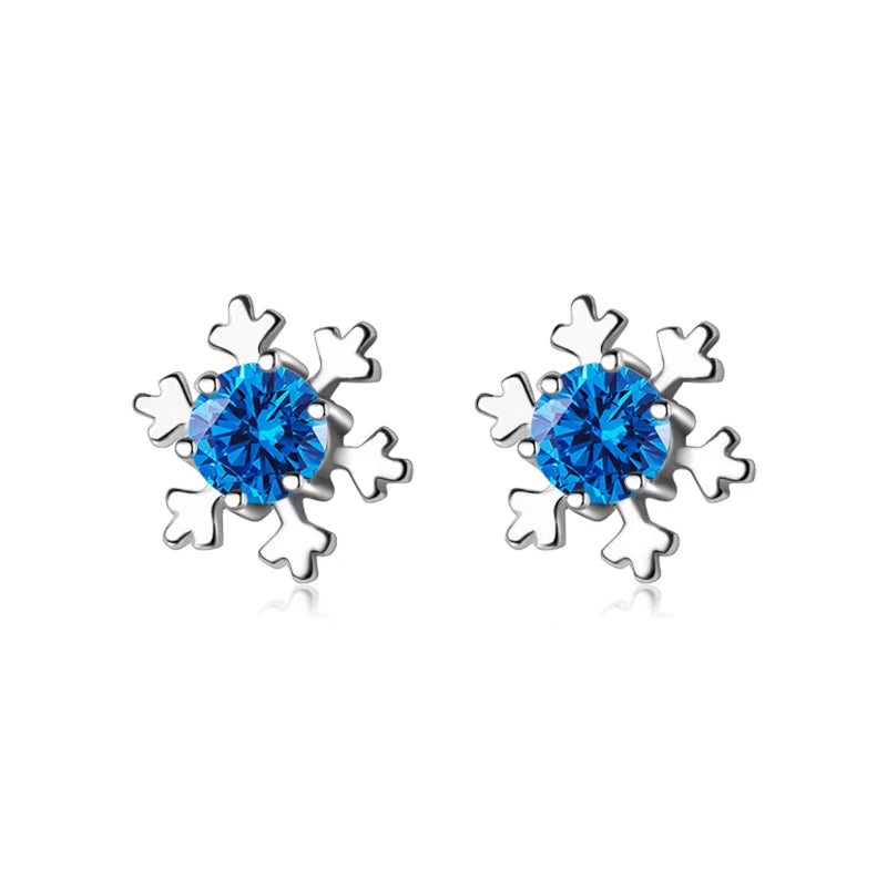 Winter Snowflake CZ Stud Earrings Gift DS3365