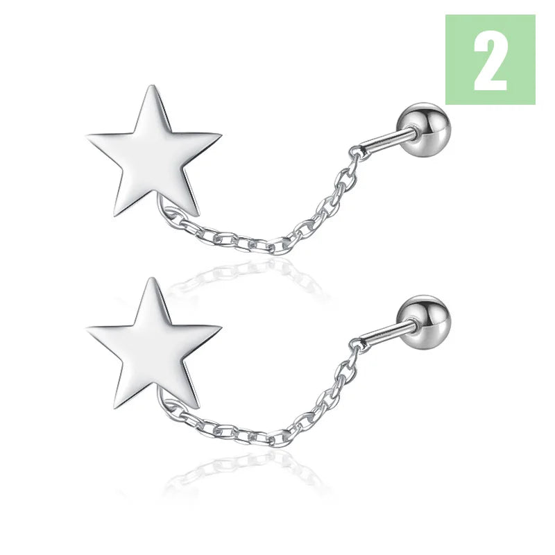 Heart Star Bead Screw Drop Earring DS4050