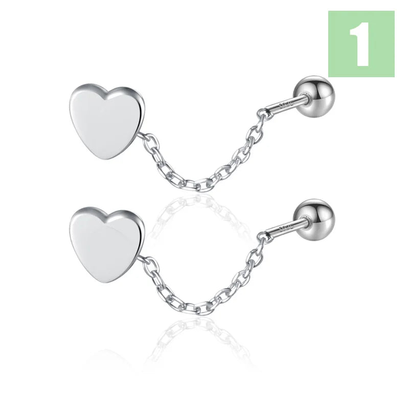 Heart Star Bead Screw Drop Earring DS4050