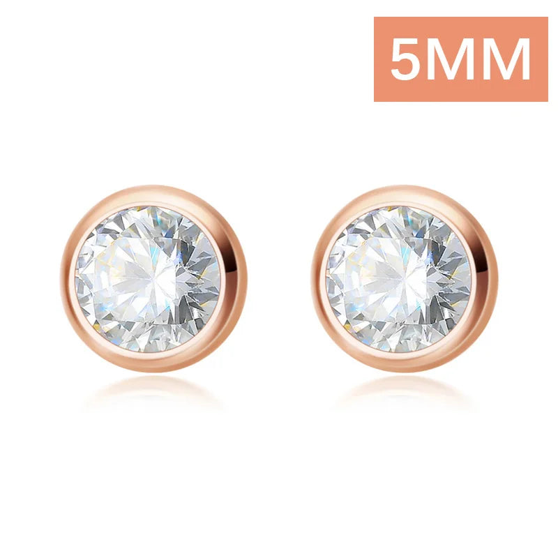 Kids Earring 4mm 5mm 6mm Round Dazzling CZ Stud Earring DT55