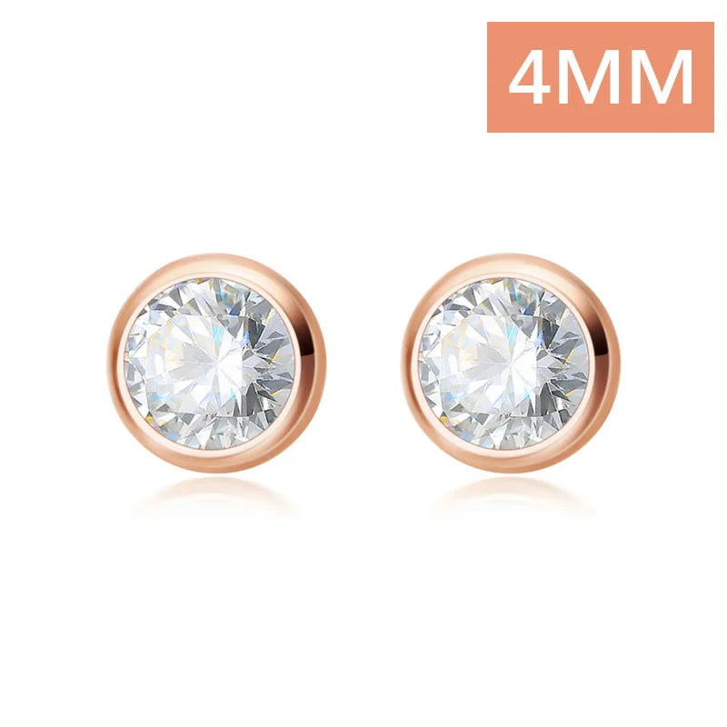 Kids Earring 4mm 5mm 6mm Round Dazzling CZ Stud Earring DT55