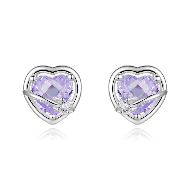 Heart  Beads Screw Stud Earrings DS3662