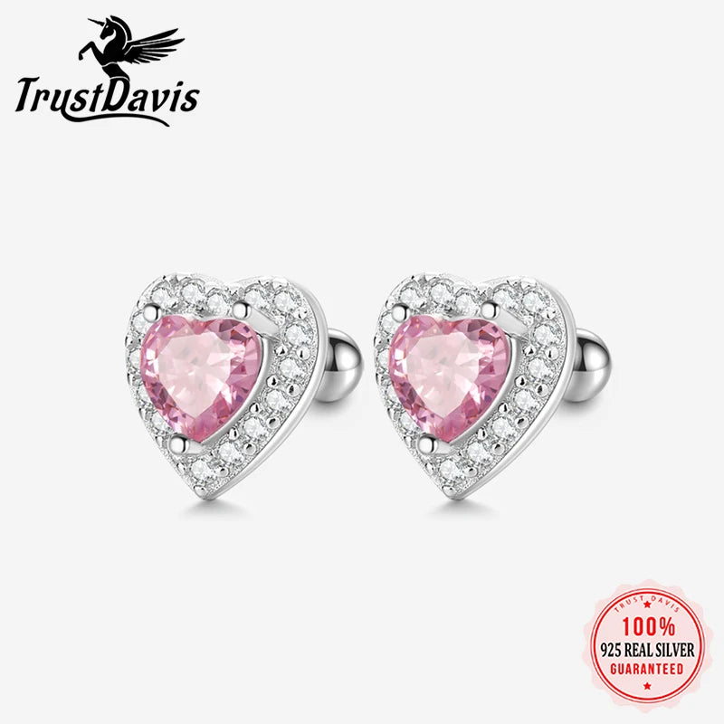 Pink Red Heart Stud Earrings DS3921