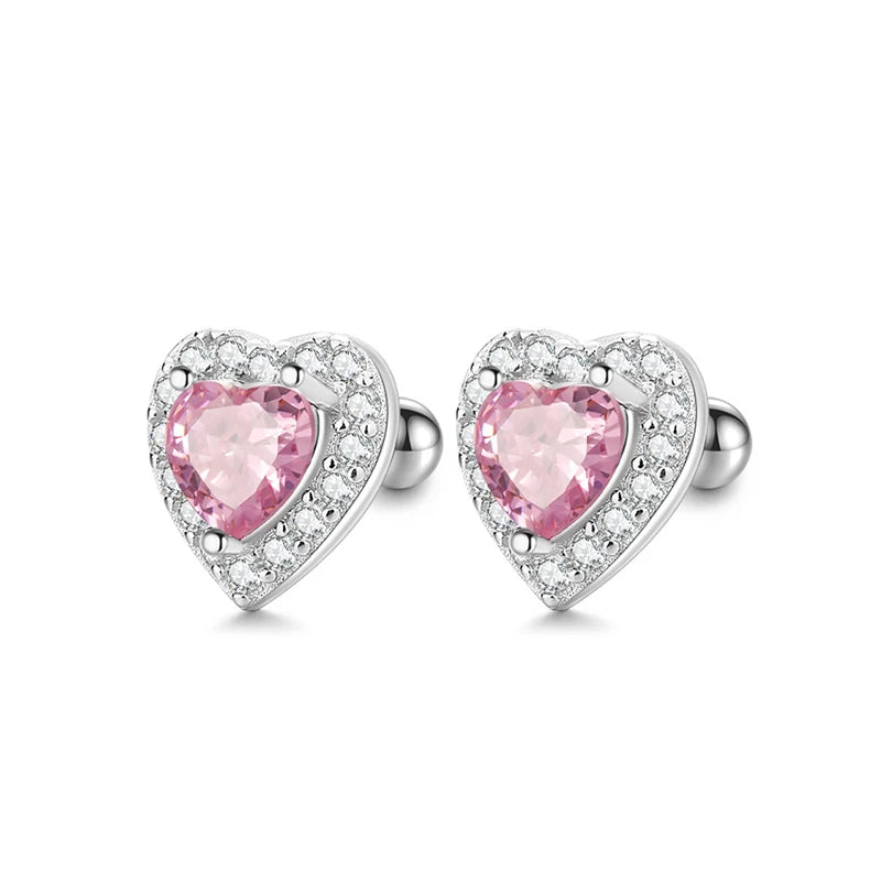 Pink Red Heart Stud Earrings DS3921