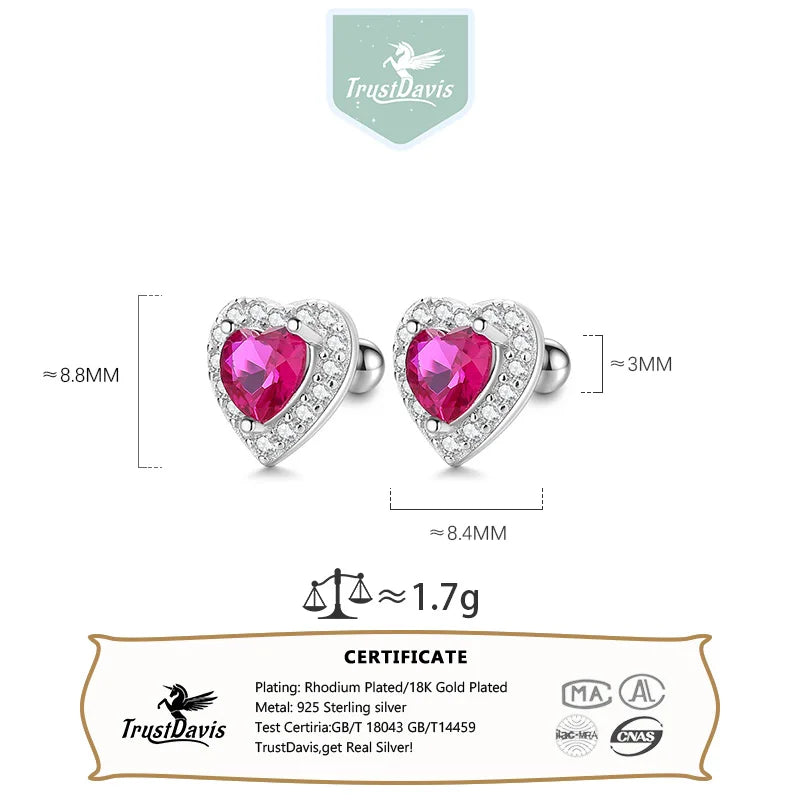 Pink Red Heart Stud Earrings DS3921