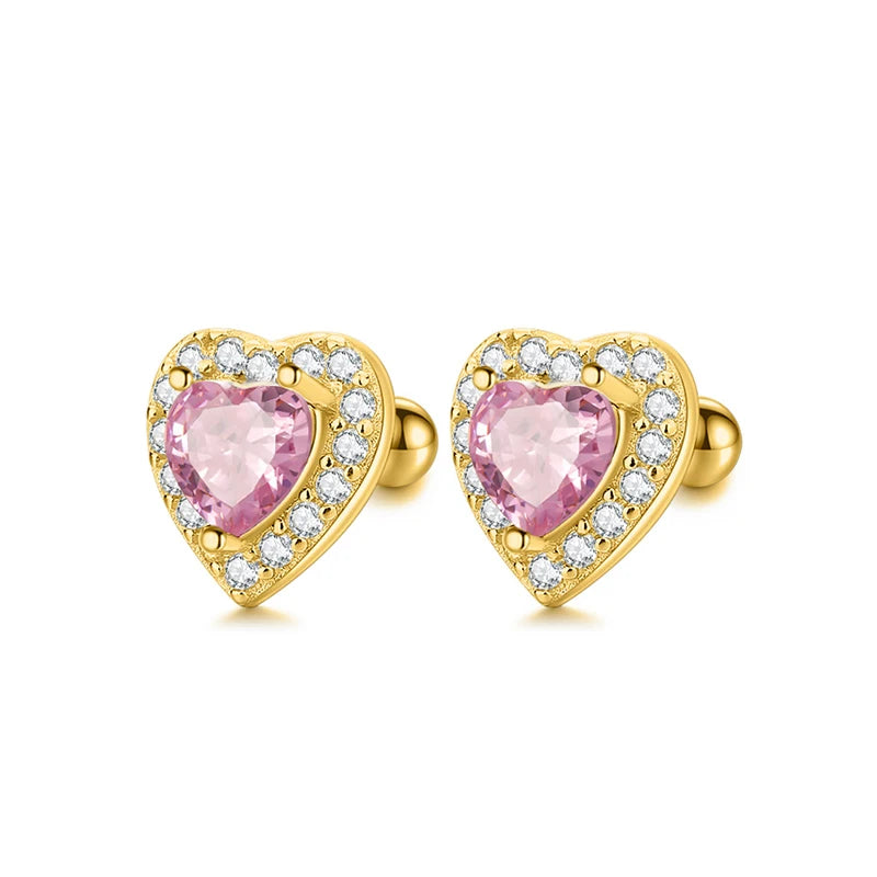 Pink Red Heart Stud Earrings DS3921