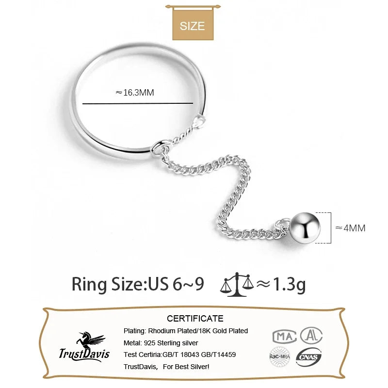 Sweet Beads Chain Open Finger Ring DA817