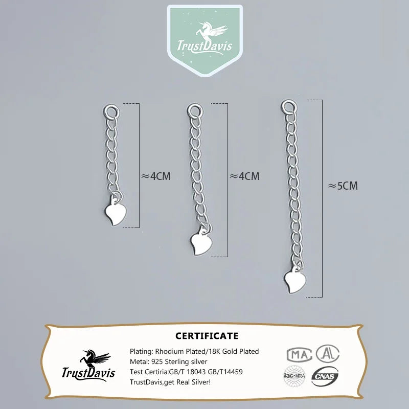 Heart-shaped Star Moon Tail Chain Necklace Extender Chain 925 Silver Jewelry DZ1210