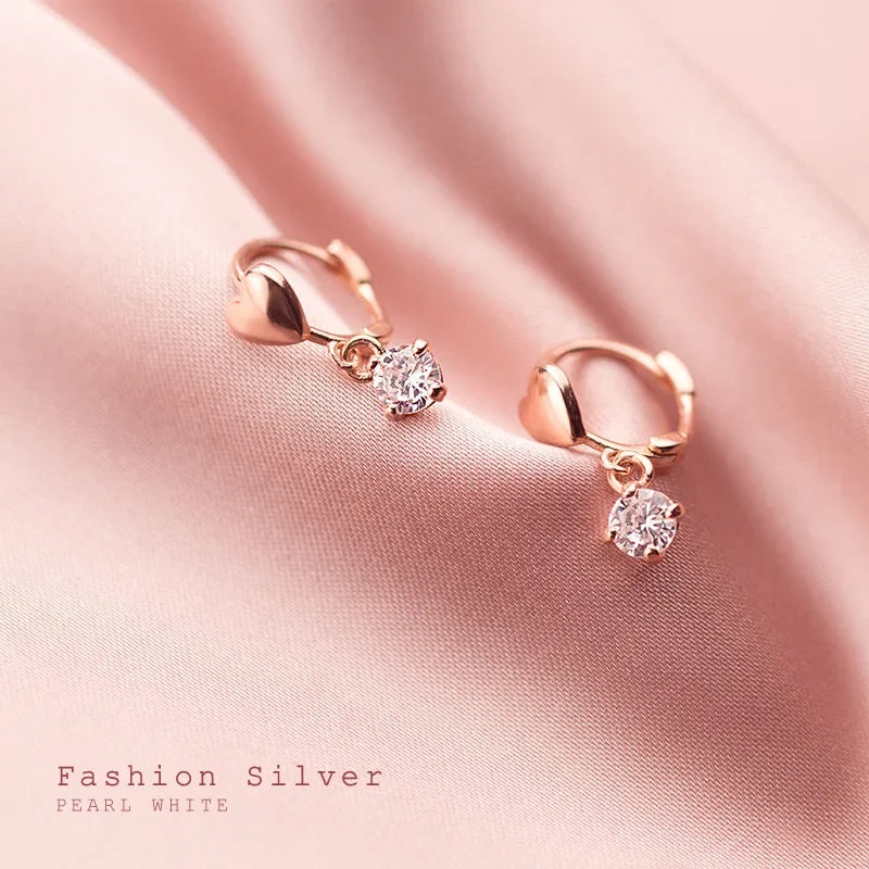 Fashion Romantic INS Heart Shiny CZ Hoop Earrings DA2641