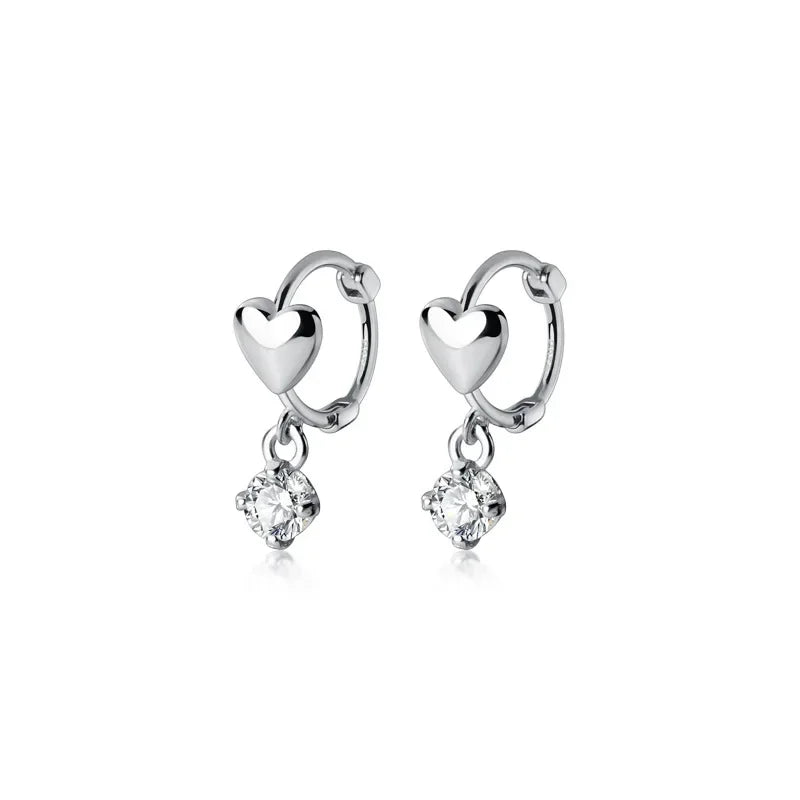 Fashion Romantic INS Heart Shiny CZ Hoop Earrings DA2641