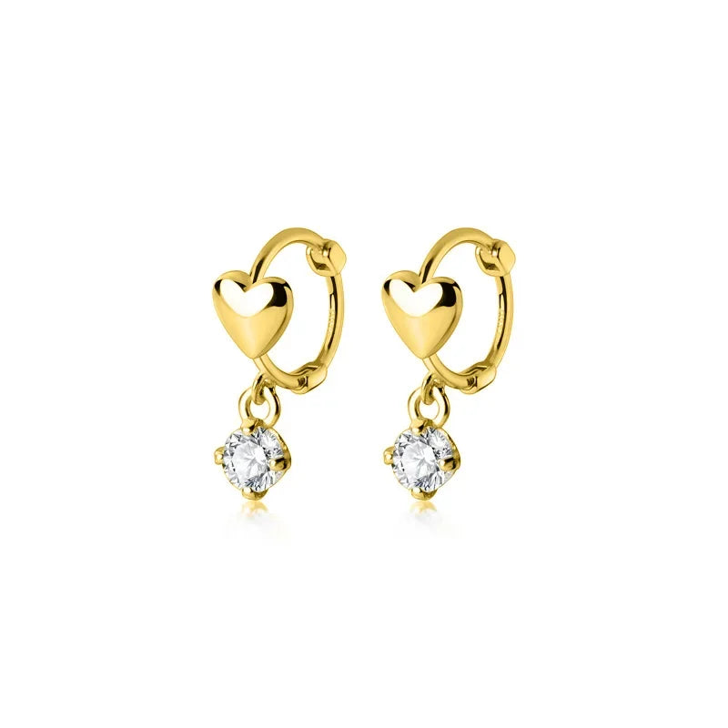 Fashion Romantic INS Heart Shiny CZ Hoop Earrings DA2641