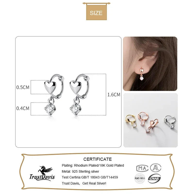 Fashion Romantic INS Heart Shiny CZ Hoop Earrings DA2641