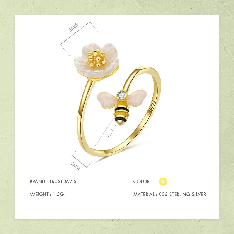 18k Gold Daisy Flower Bees Opening Rings DF070