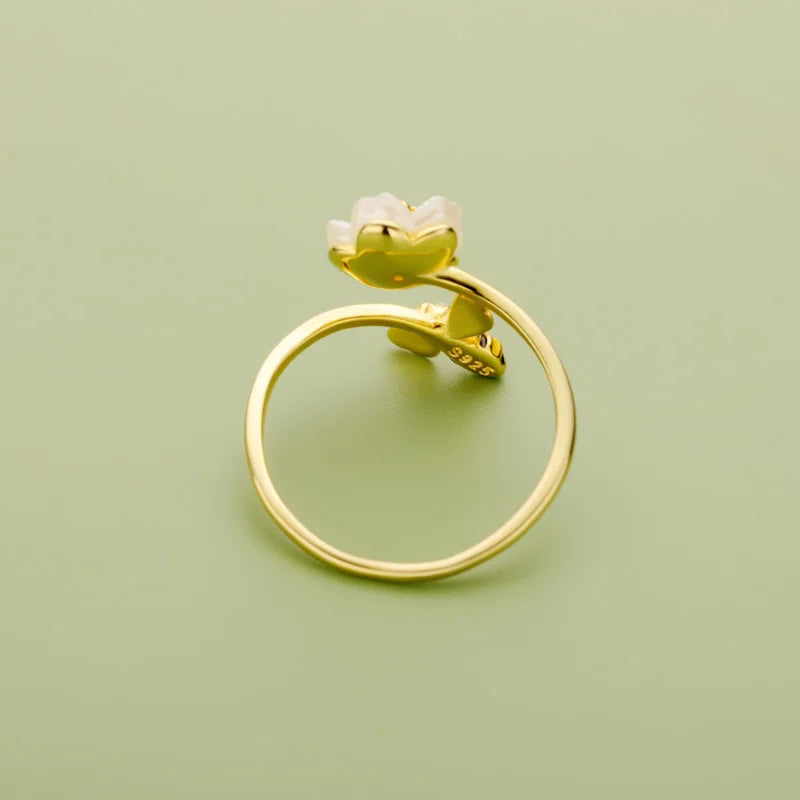 18k Gold Daisy Flower Bees Opening Rings DF070