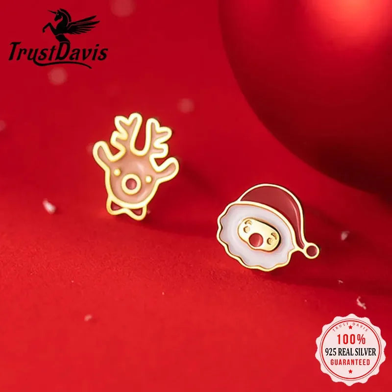 Lovely Santa Claus Deer Stud Earrings DS3362