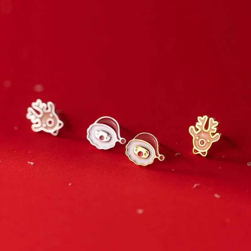 Lovely Santa Claus Deer Stud Earrings DS3362