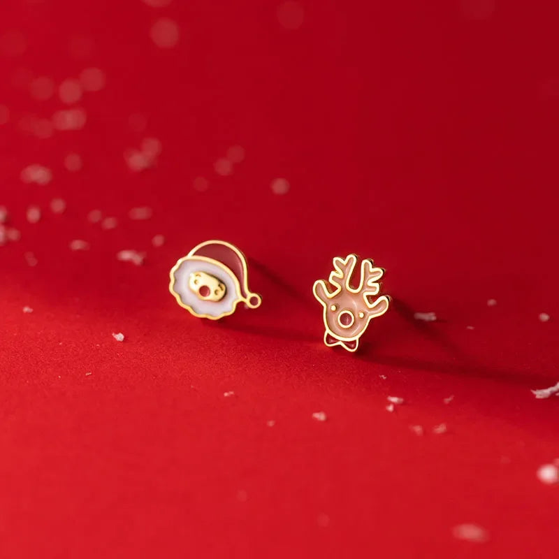 Lovely Santa Claus Deer Stud Earrings DS3362