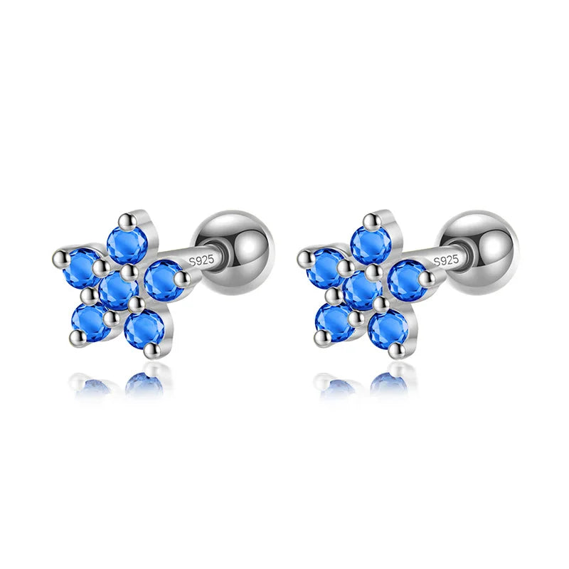 Color Rectangle Flower Star Screw Stud Earrings DG0200