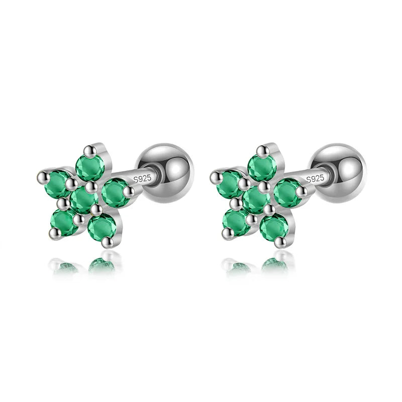 Color Rectangle Flower Star Screw Stud Earrings DG0200