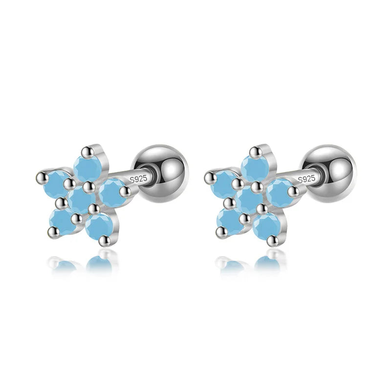 Color Rectangle Flower Star Screw Stud Earrings DG0200