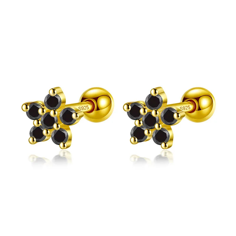 Color Rectangle Flower Star Screw Stud Earrings DG0200