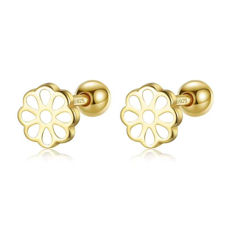 Color Rectangle Flower Star Screw Stud Earrings DG0200