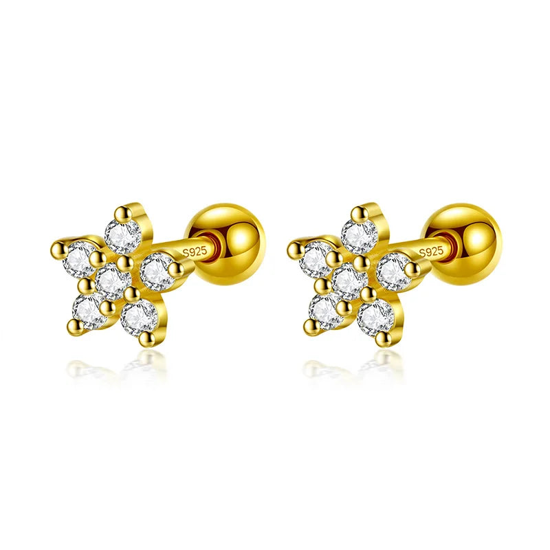 Color Rectangle Flower Star Screw Stud Earrings DG0200