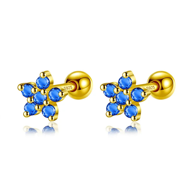 Color Rectangle Flower Star Screw Stud Earrings DG0200