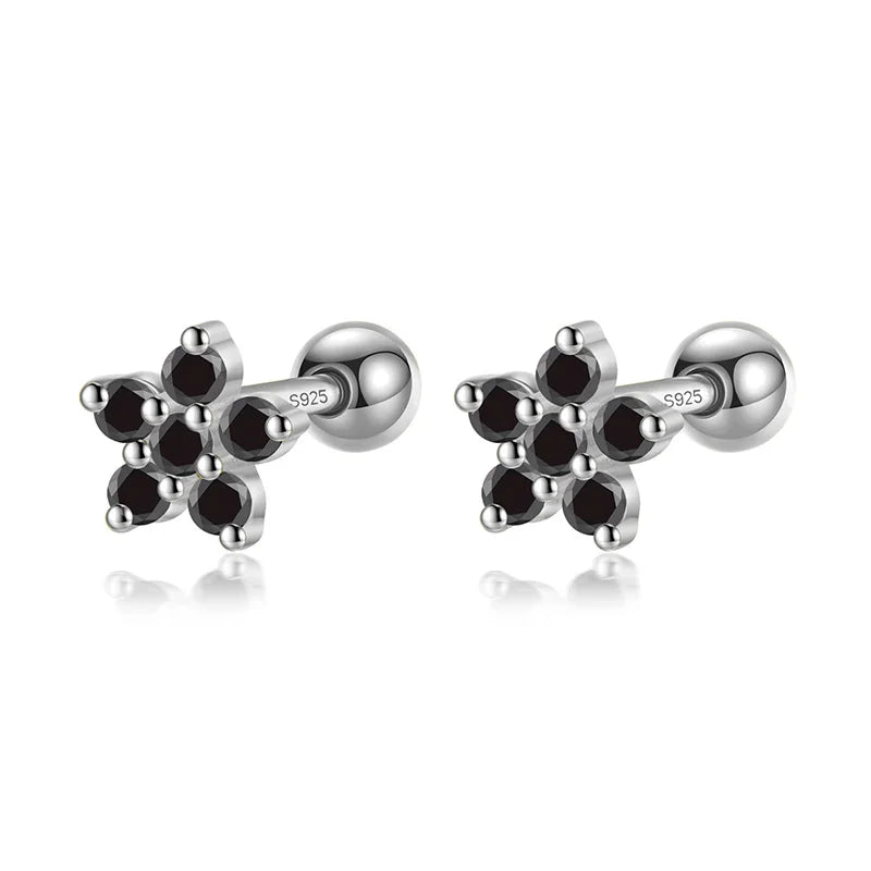 Color Rectangle Flower Star Screw Stud Earrings DG0200