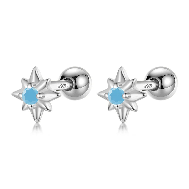 Color Rectangle Flower Star Screw Stud Earrings DG0200