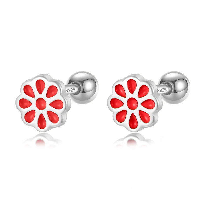 Color Rectangle Flower Star Screw Stud Earrings DG0200