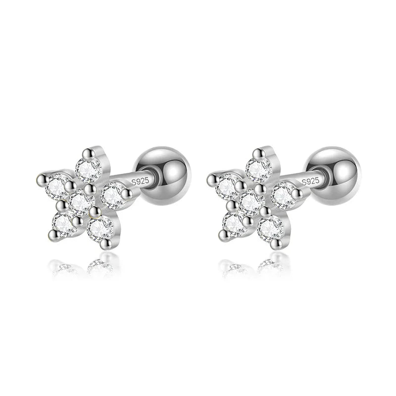 Color Rectangle Flower Star Screw Stud Earrings DG0200